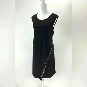 16 CALVIN KLEIN Women Black Midi Sheath Dress Sleeveless Office D13